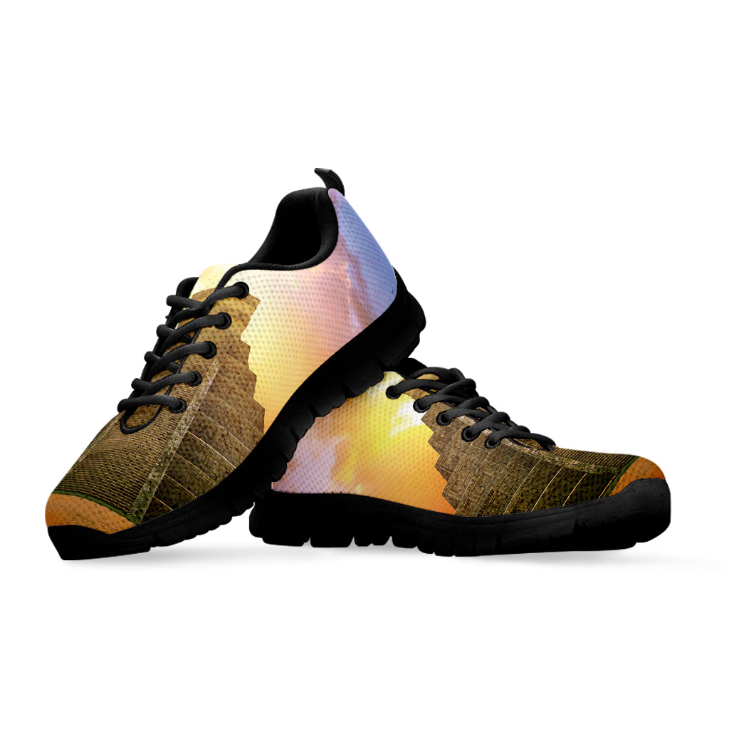 Mayan Civilization Print Black Running Shoes