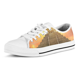 Mayan Civilization Print White Low Top Sneakers