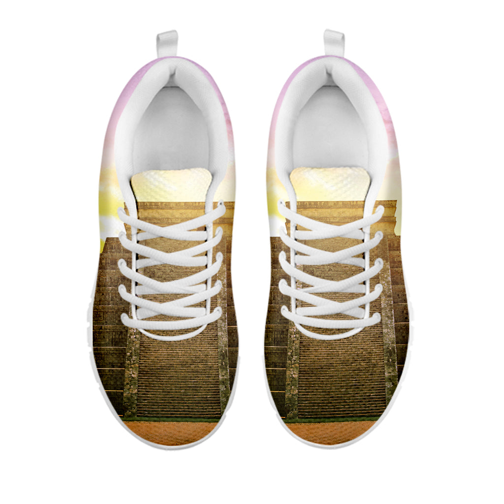 Mayan Civilization Print White Running Shoes