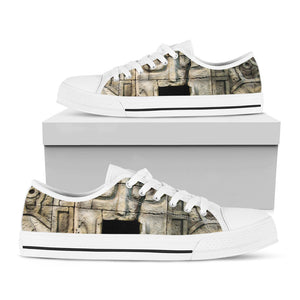 Mayan Stone Print White Low Top Sneakers