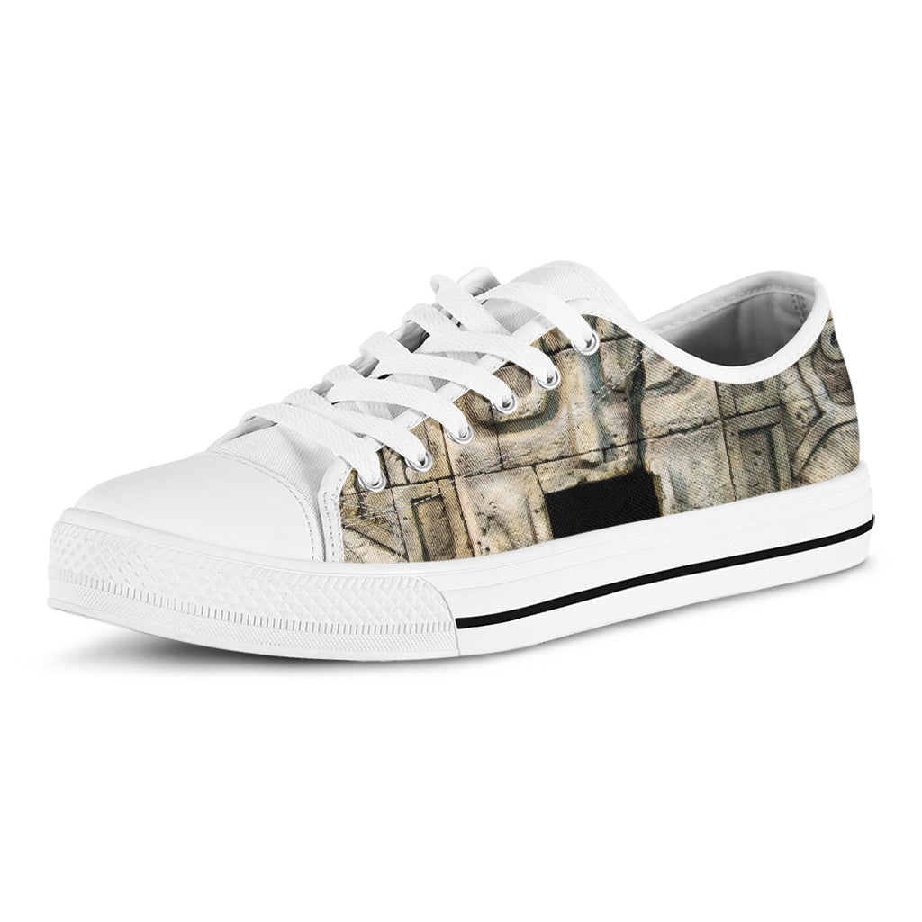 Mayan Stone Print White Low Top Sneakers