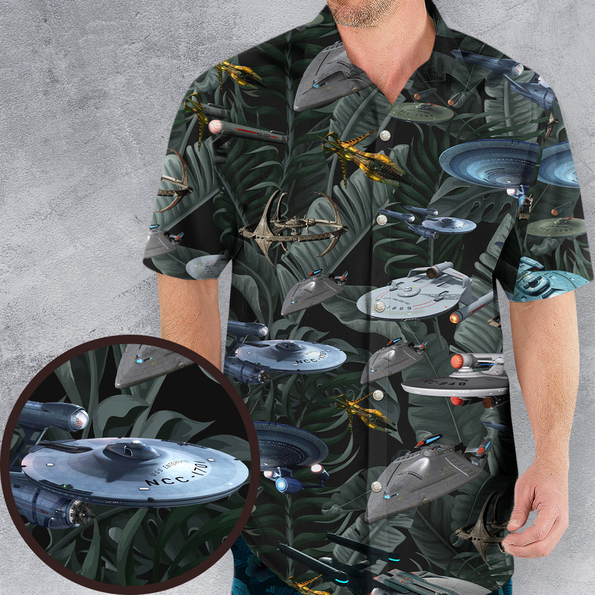 Star Trek Spaceship Pattern Hawaiian Shirt