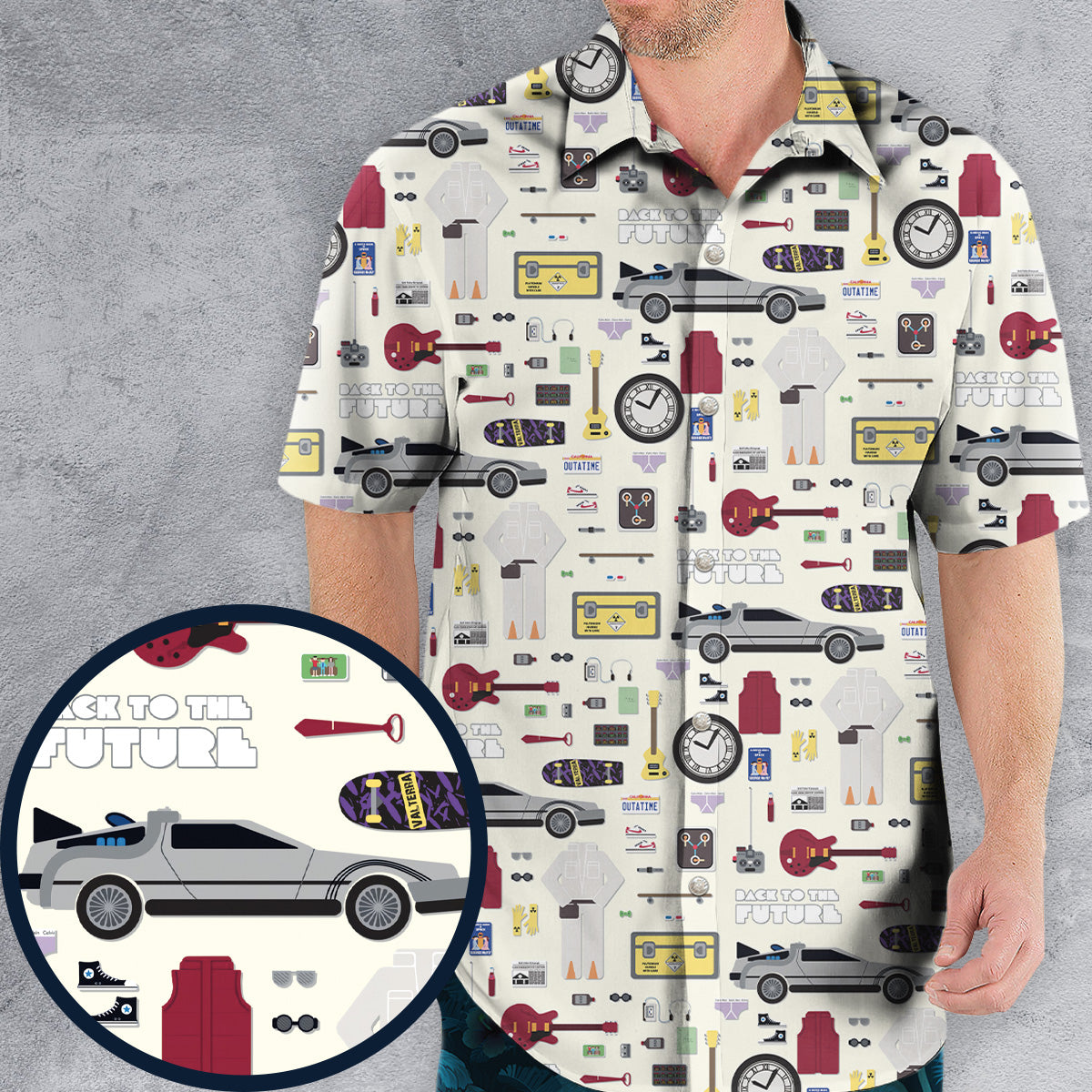 Back to the Future Pattern Hawaiian Shirt