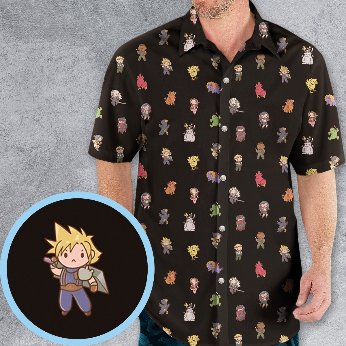 Final Fantasy Characters Pattern Hawaiian Shirt
