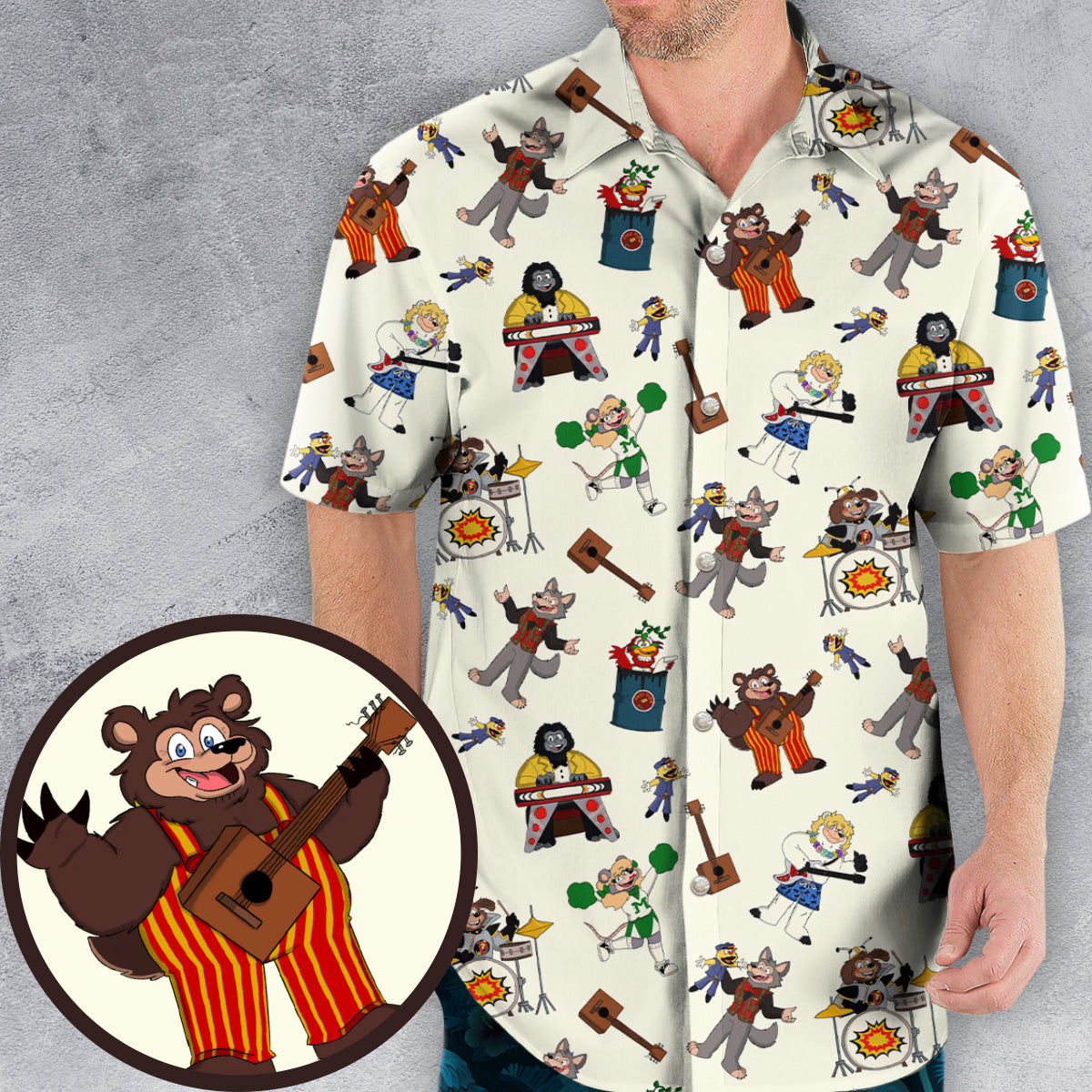 The Rock-afire Explosion Pattern Hawaiian Shirt