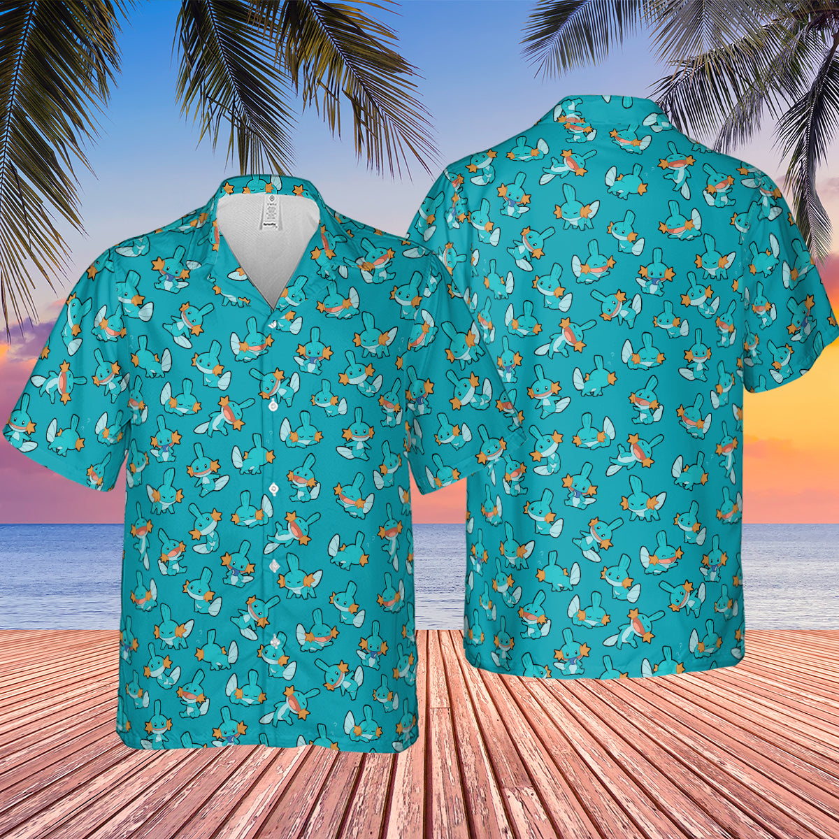 Cute Mudkips Pokemon Hawaiian Shirt
