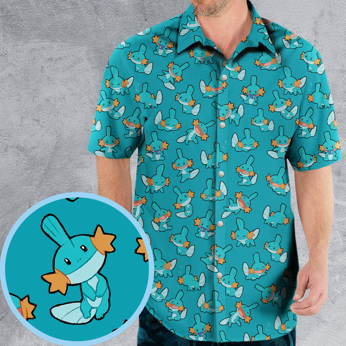 Cute Mudkips Pokemon Hawaiian Shirt