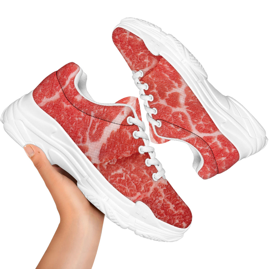 Meat Print White Chunky Shoes