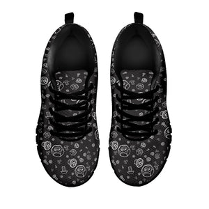 Mechanic Nuts and Bolts Pattern Print Black Running Shoes
