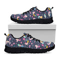 Mermaid Cartoon Pattern Print Black Running Shoes