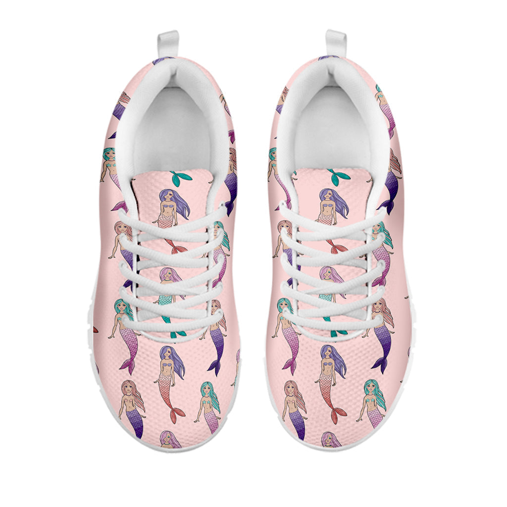 Mermaid Girls Pattern Print White Running Shoes