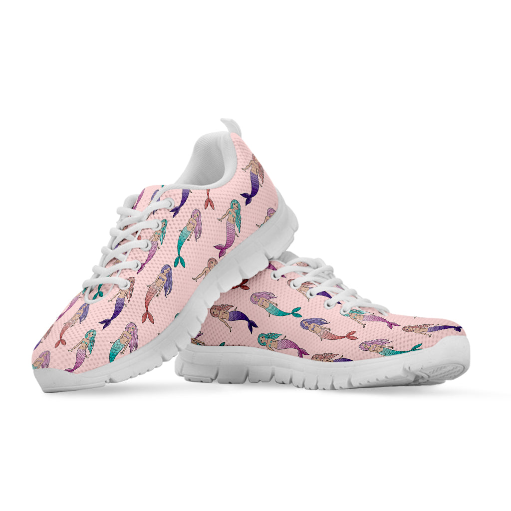 Mermaid Girls Pattern Print White Running Shoes
