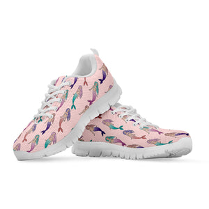 Mermaid Girls Pattern Print White Running Shoes