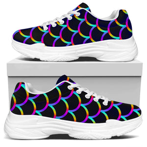 Mermaid Scales Pattern Print White Chunky Shoes