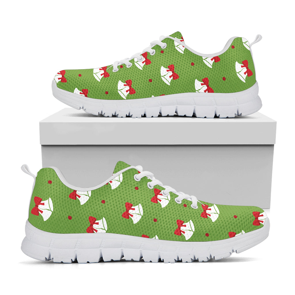 Merry Christmas Bells Pattern Print White Running Shoes