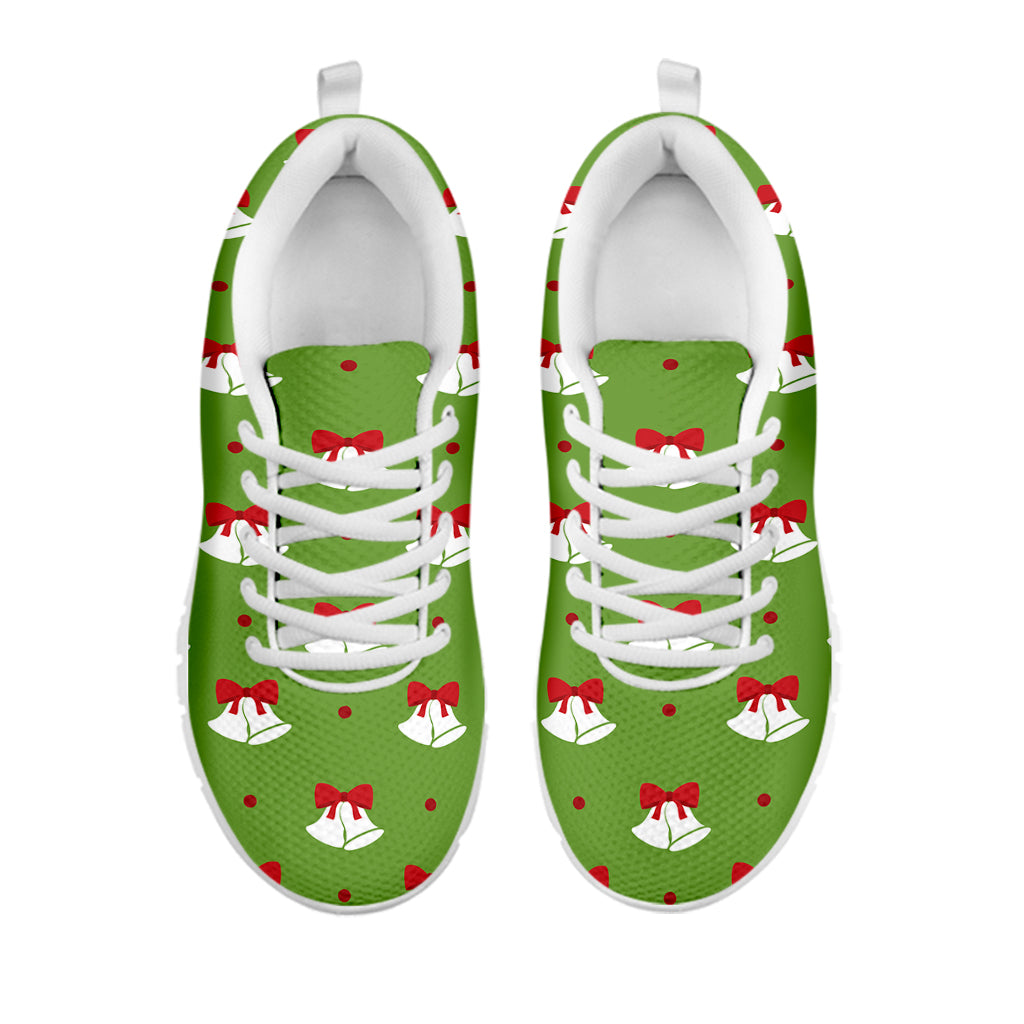Merry Christmas Bells Pattern Print White Running Shoes