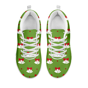 Merry Christmas Bells Pattern Print White Running Shoes