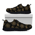 Merry Christmas Poinsettia Pattern Print Black Running Shoes