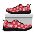 Merry Christmas Snowflakes Pattern Print Black Running Shoes