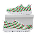 Merry Christmas Stripes Pattern Print White Running Shoes