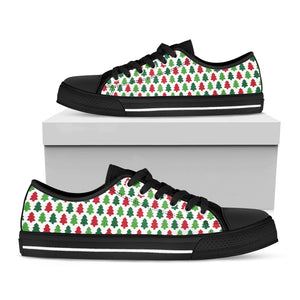 Merry Christmas Tree Pattern Print Black Low Top Sneakers