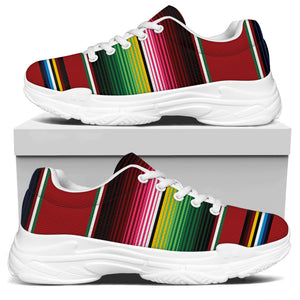 Mexican Serape Blanket Pattern Print White Chunky Shoes