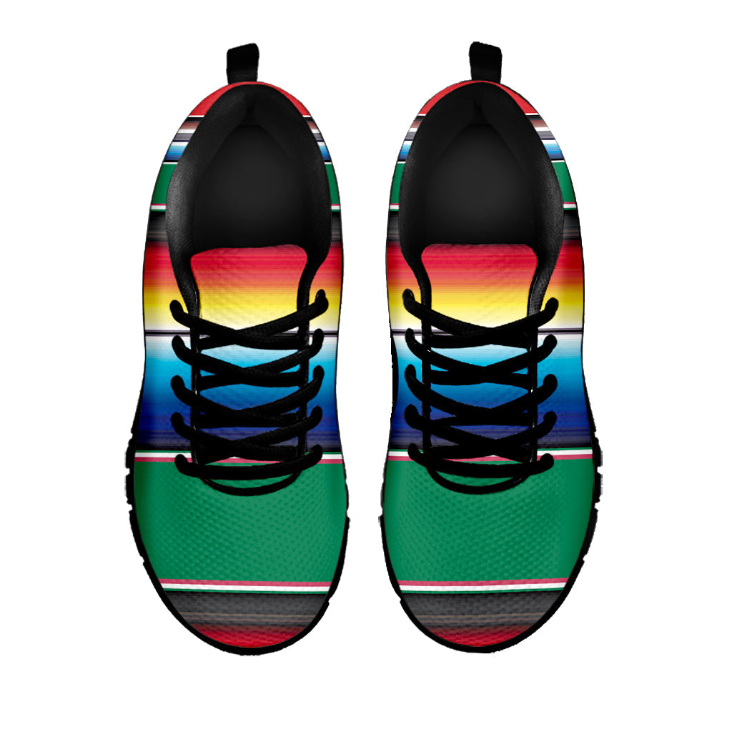 Mexican Striped Blanket Pattern Print Black Running Shoes