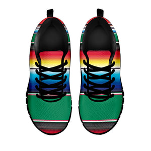 Mexican Striped Blanket Pattern Print Black Running Shoes