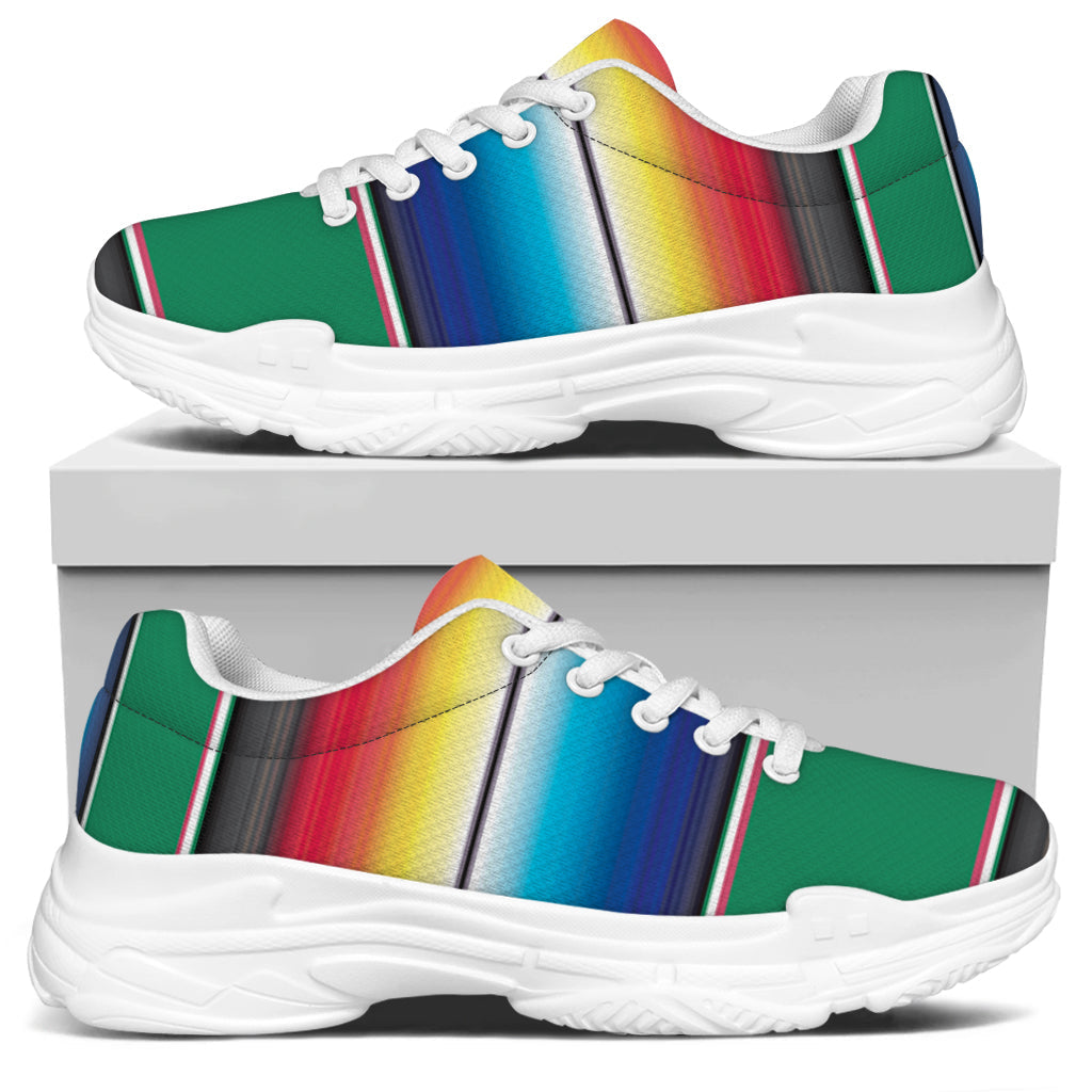 Mexican Striped Blanket Pattern Print White Chunky Shoes