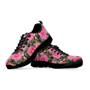 Military Camouflage Flower Pattern Print Black Running Shoes