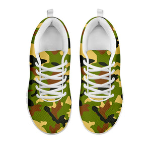 Military Camouflage Print White Running Shoes