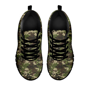 Military Digital Camo Pattern Print Black Running Shoes