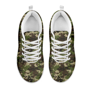 Military Digital Camo Pattern Print White Running Shoes