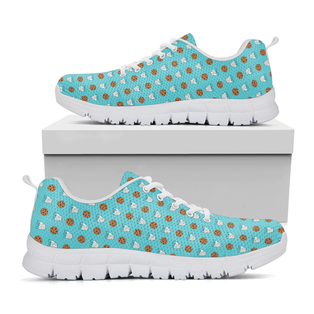 Milk And Cookies Pattern Print White Running Shoes