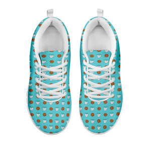 Milk And Cookies Pattern Print White Running Shoes