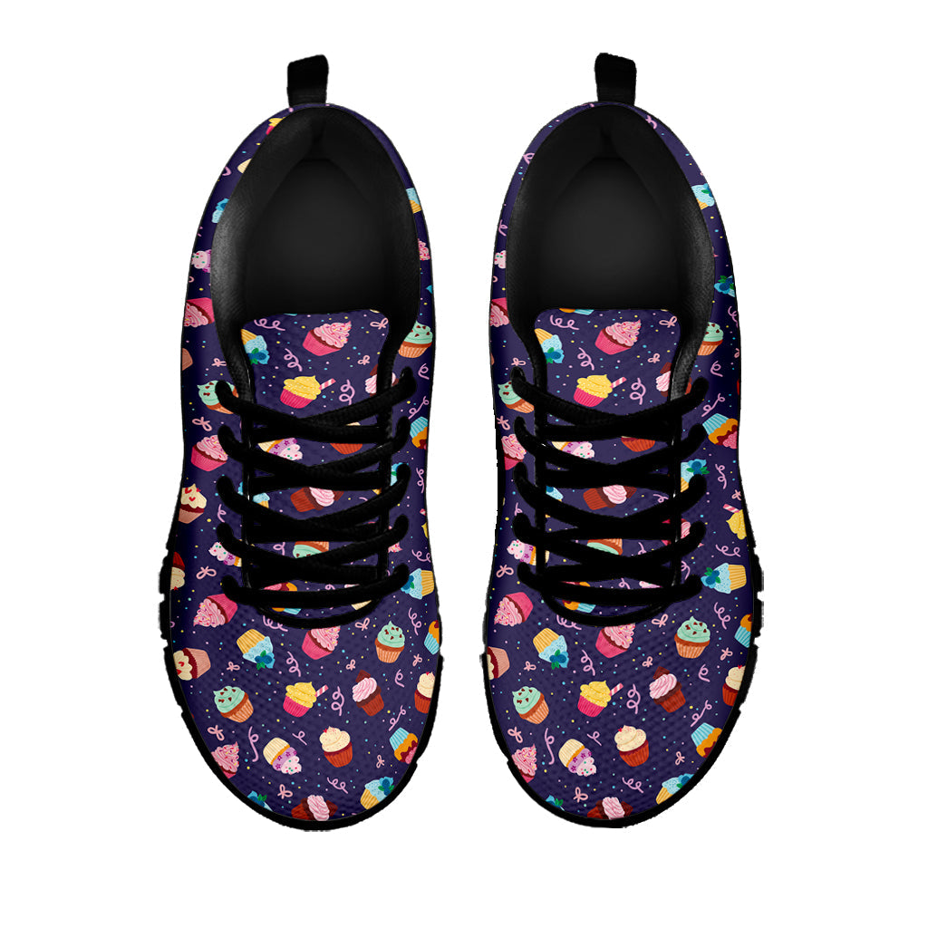 Mini Cupcake Pattern Print Black Running Shoes