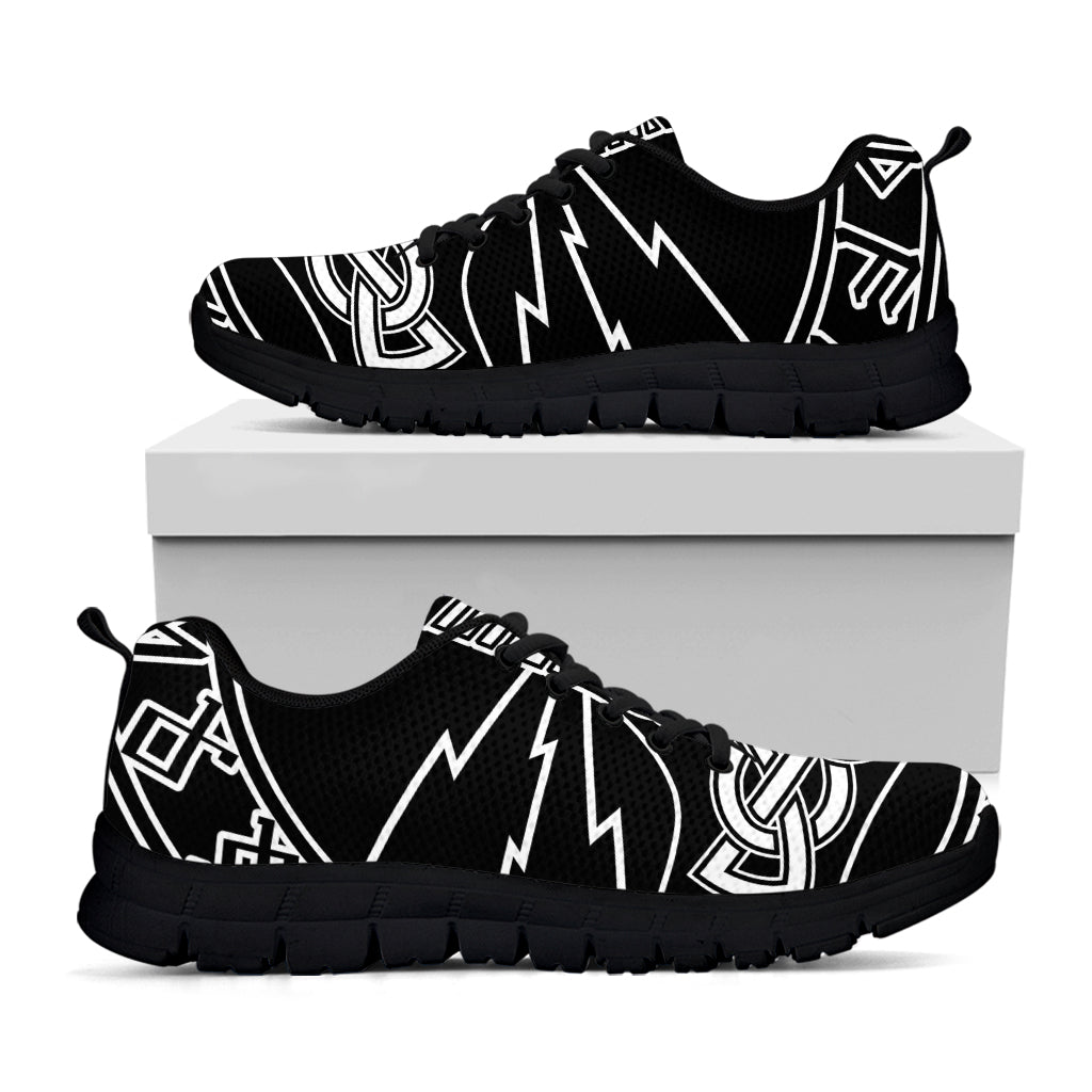 Mjolnir And Younger Futhark Print Black Running Shoes