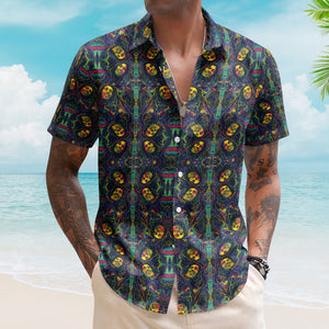 Bob Marley Unisex Hawaiian Shirt Retro Reggae Music Aloha Button-Up Shirt