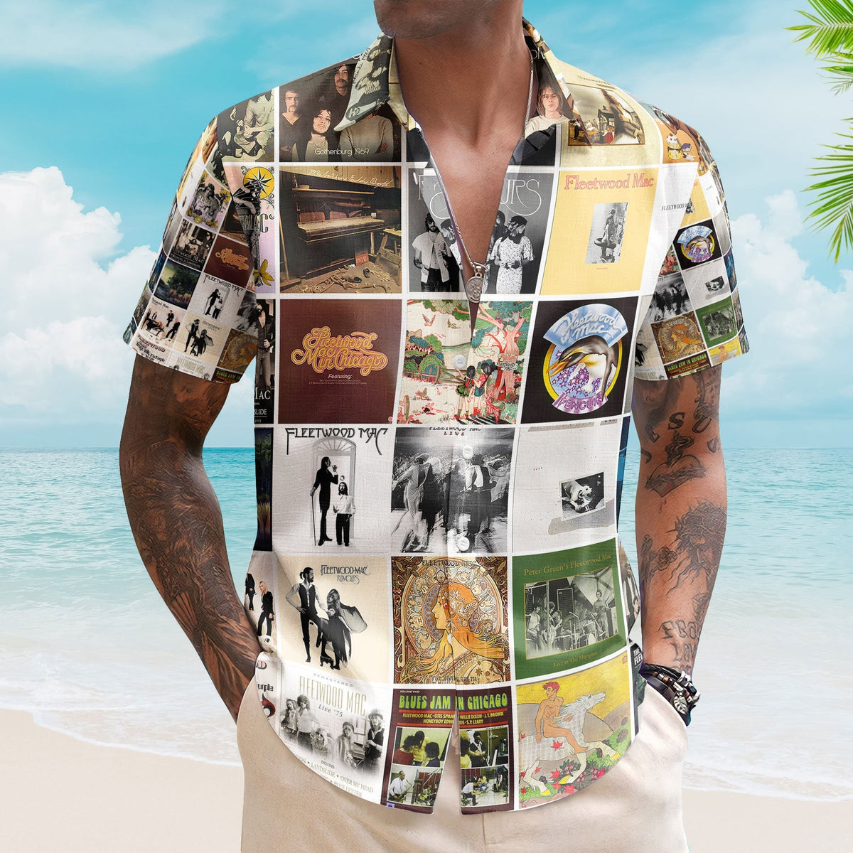 Fleetwood Mac Hawaiian Shirt Vintage Album Collage Classic Rock Style