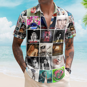 Lady Gaga Album Collage Hawaiian Shirt Pop Icon Fan Shirt