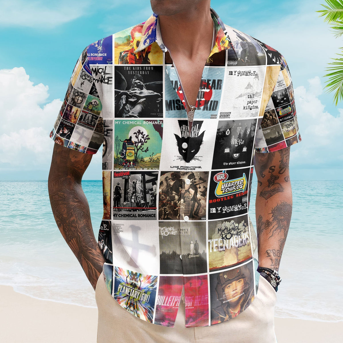 Deep Purple Hawaiian Shirt Vintage Album Collage Classic Rock Style