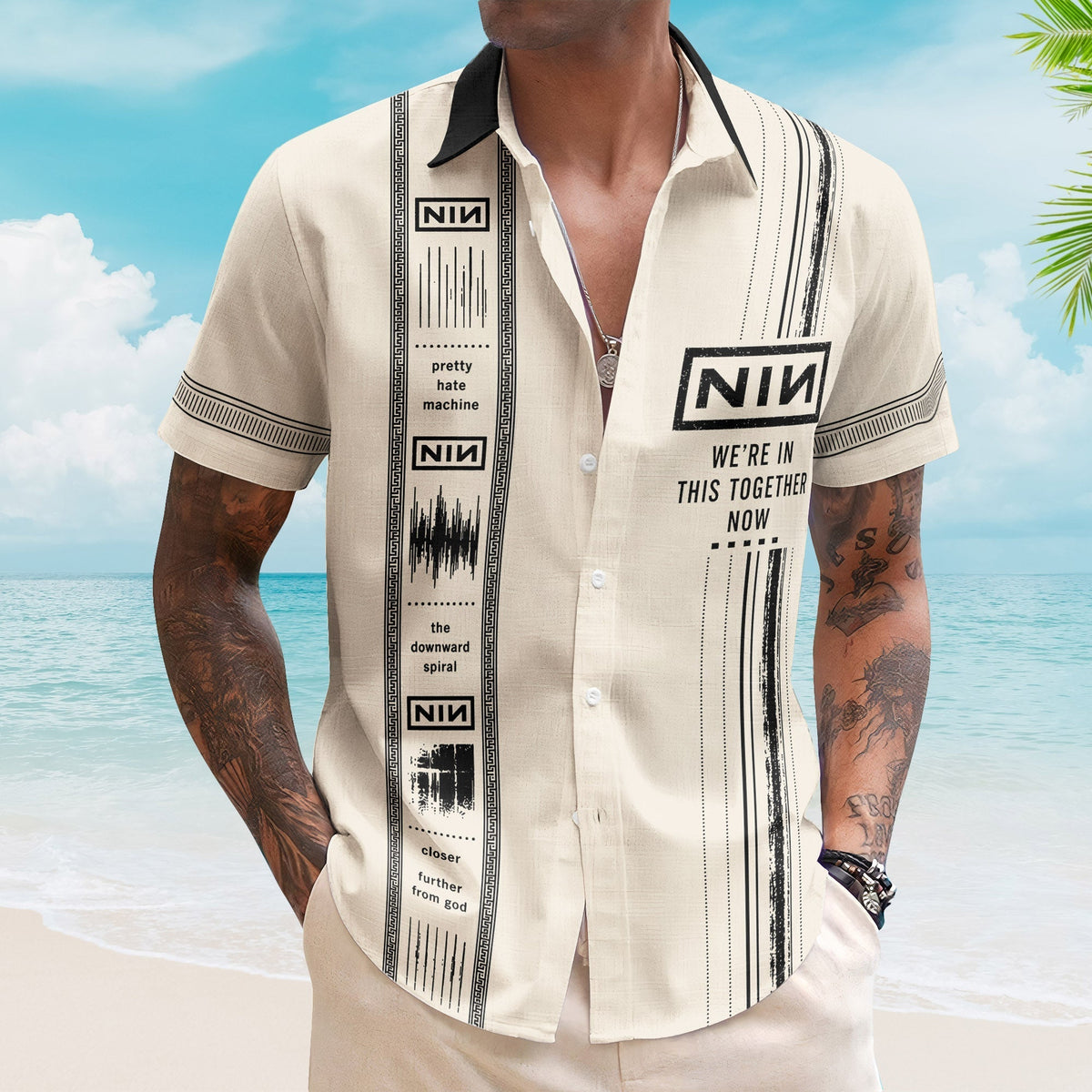 Nine Inch Nails Luxury Design Hawaiian Shirt Alternative Rock Inspired Hawaiian Shirt