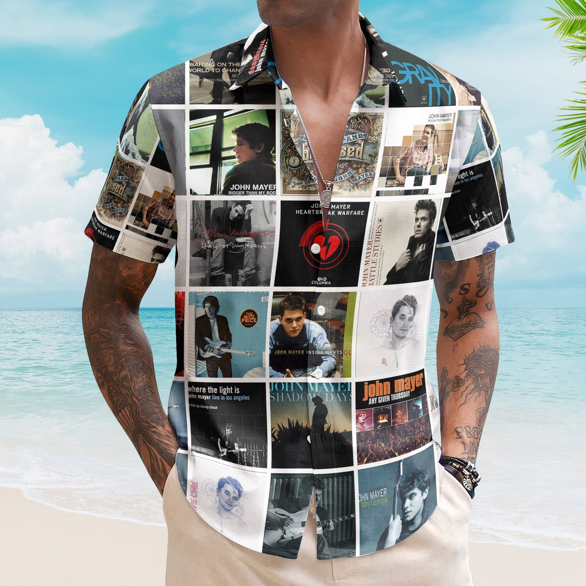 John Mayer Album Collage Hawaiian Shirt Pop Rock Music Fan Shirt