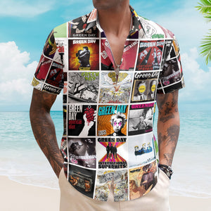 Green Day Album Collage Hawaiian Shirt Rock Band Fan Shirt