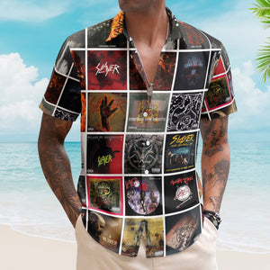 Slayer Album Collage Hawaiian Shirt Metal Music Band Fan Shirt