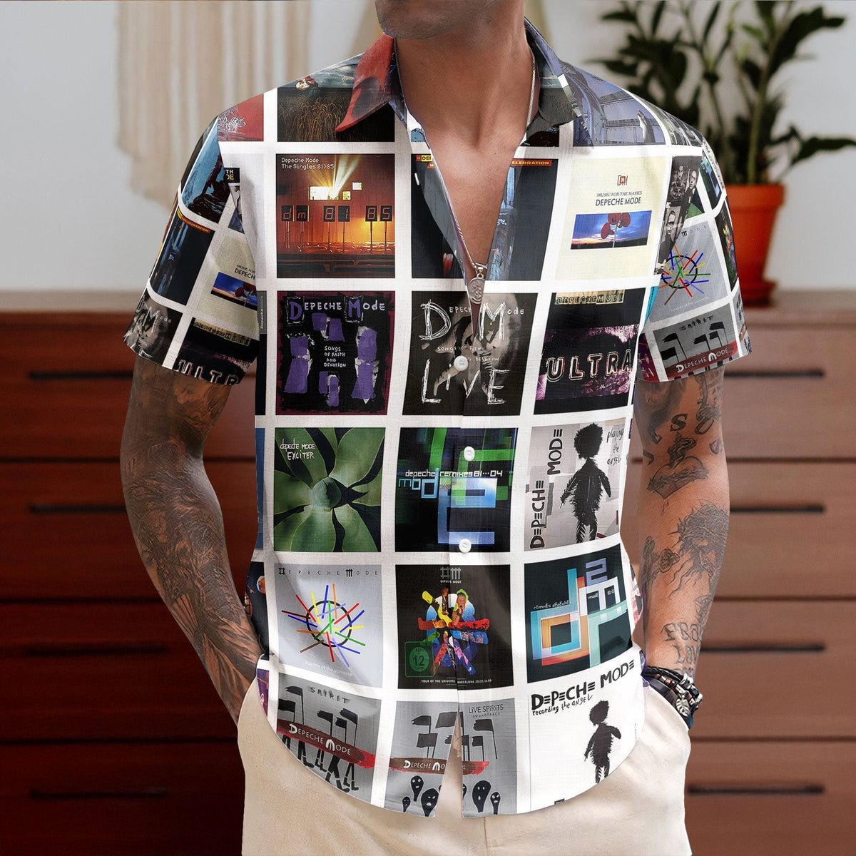 Depeche Mode Hawaiian Shirt Album Cover Collage Synth Pop Summer Button Up