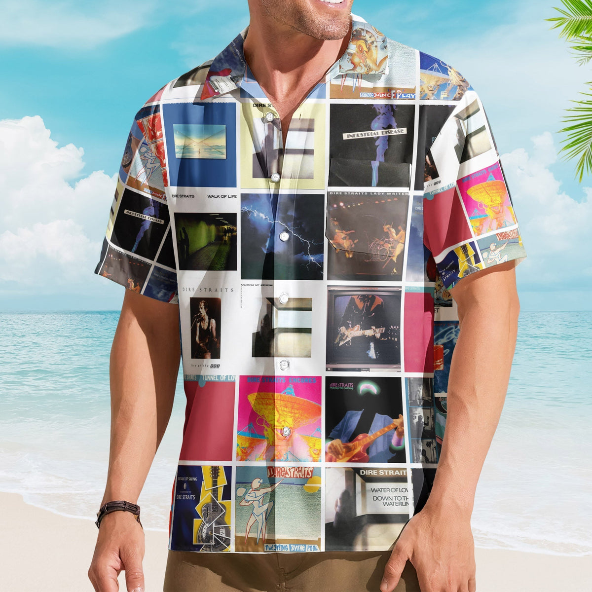 Dire Straits Album Collage Hawaiian Shirt Rock Music Band Fan Shirt