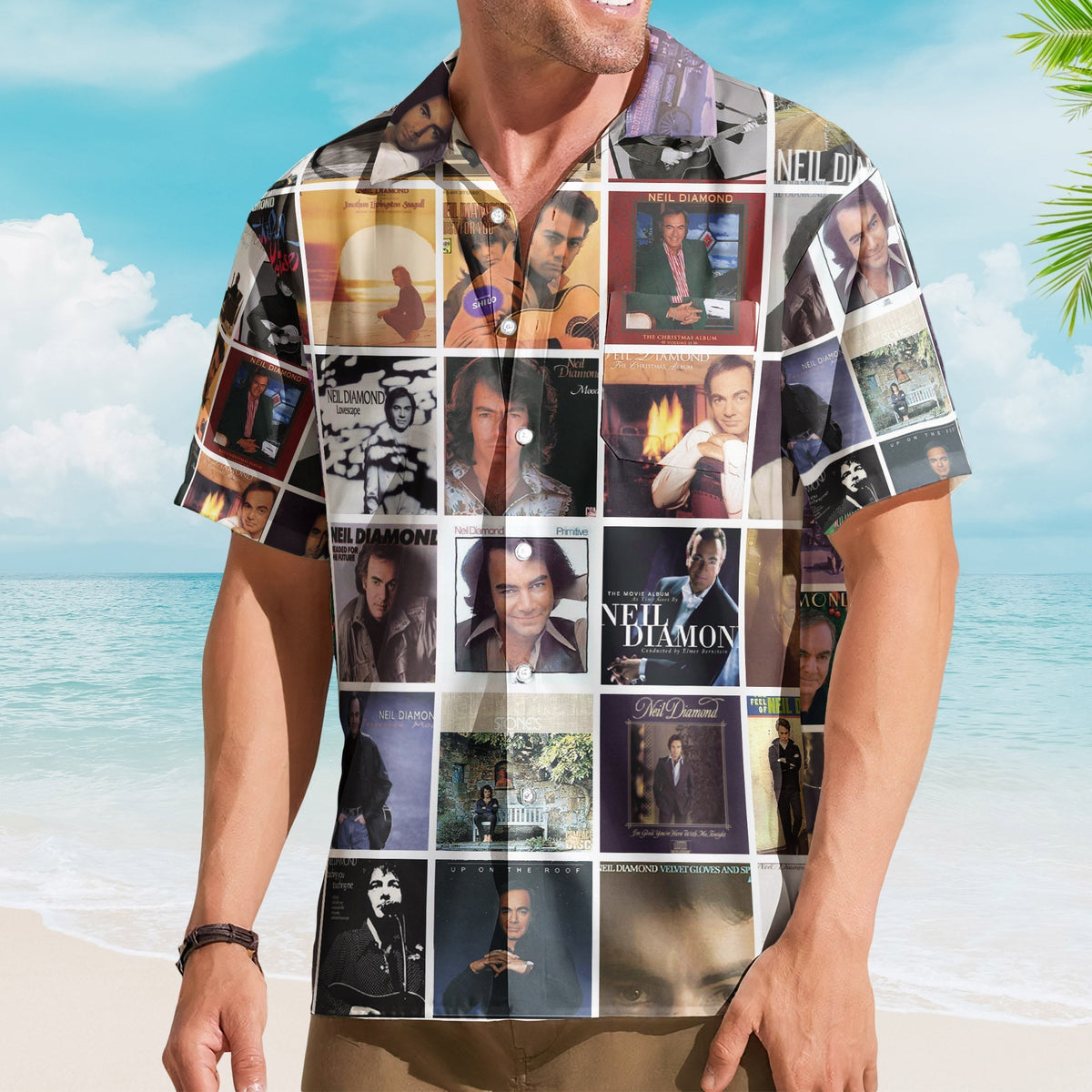 Neil Diamond Album Collage Hawaiian Shirt Pop Rock Music Fan Shirt