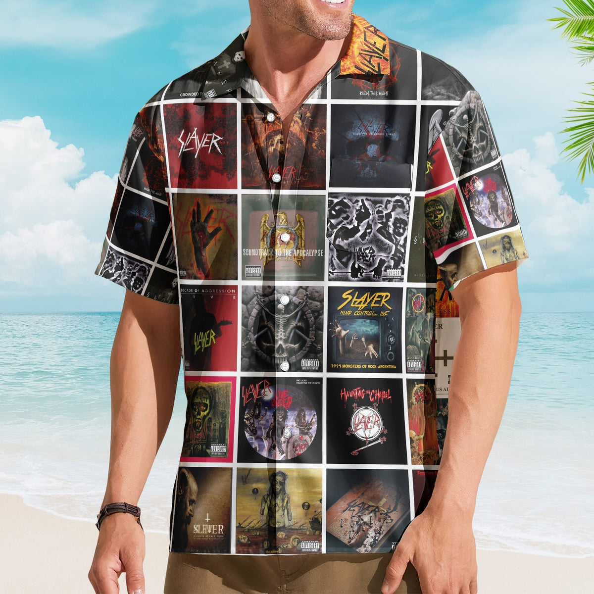 Slayer Album Collage Hawaiian Shirt Metal Music Band Fan Shirt