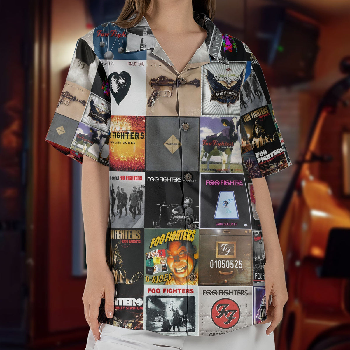 Foo Fighters Hawaiian Shirt Album Cover Collage Alternative Rock Summer Button Up